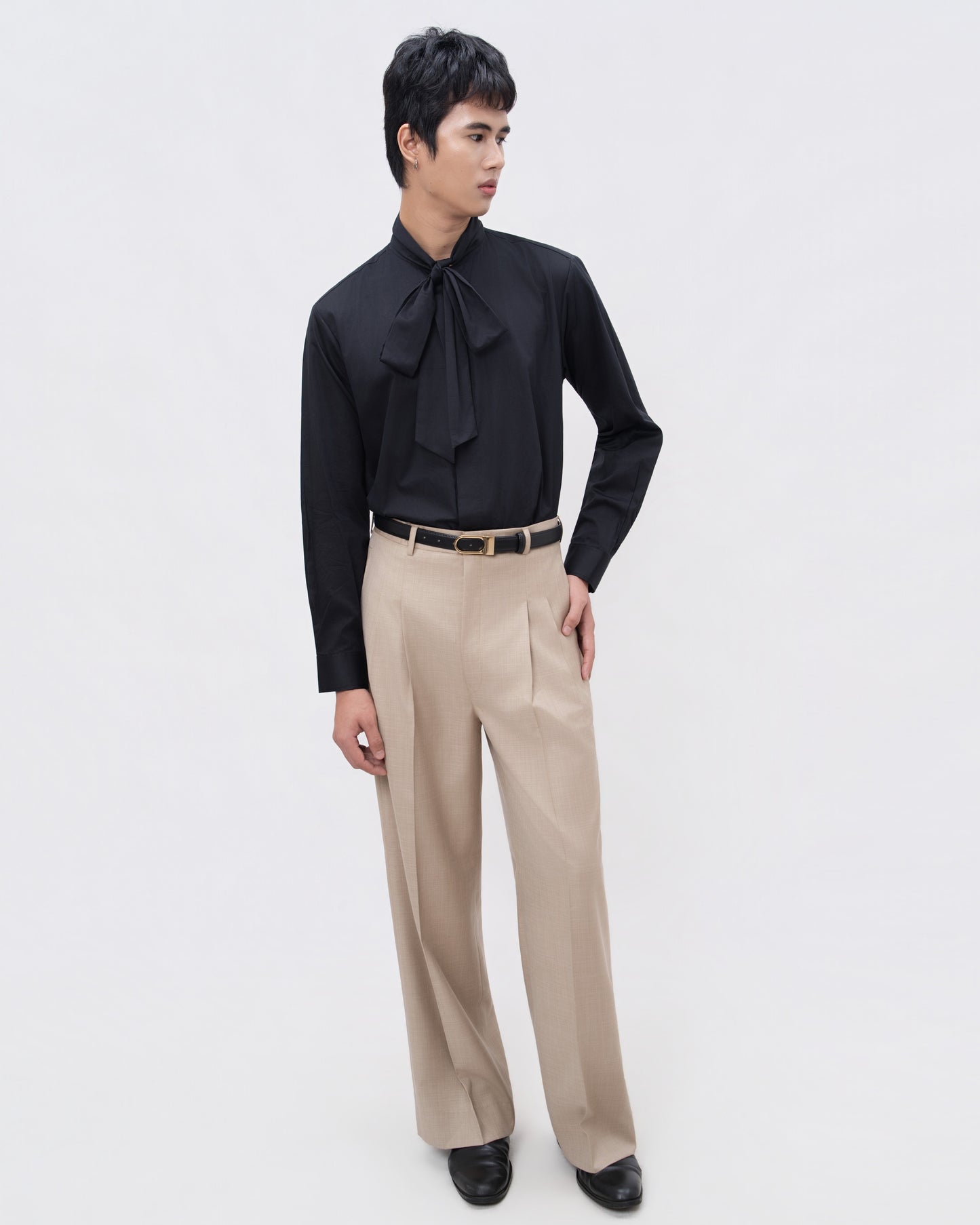 Sand Wool Blend Trousers - Hartono Gan