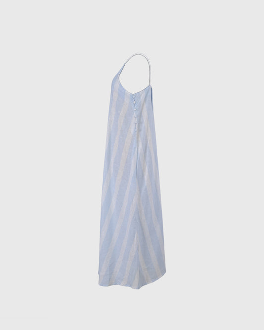 Dress Tanpa Lengan | LRI2025 Camisole Dress LWD-03 | Linen | Striped Blue | Lakon Indonesia
