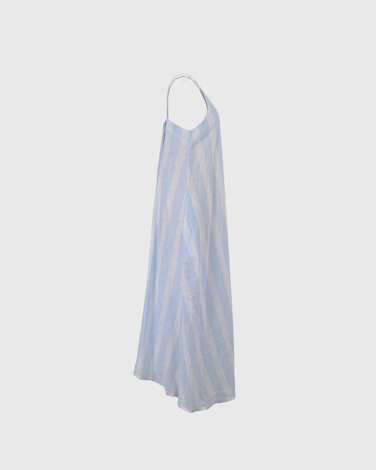 Dress Tanpa Lengan | LRI2025 Camisole Dress LWD-03 | Linen | Striped Blue | Lakon Indonesia