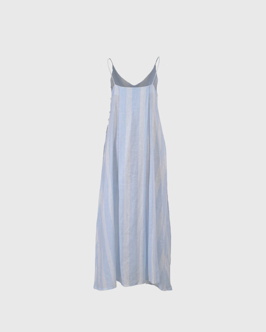 Dress Tanpa Lengan | LRI2025 Camisole Dress LWD-03 | Linen | Striped Blue | Lakon Indonesia