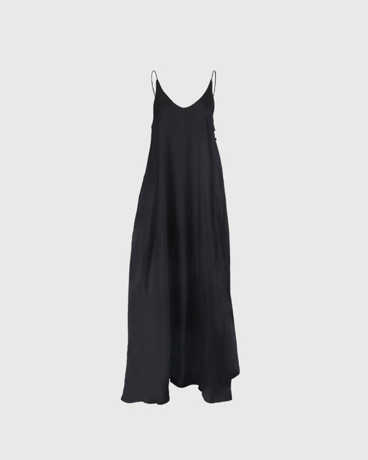 Dress Tanpa Lengan | LRI2025 Camisole Dress LWD-03 | Linen | Black | Lakon Indonesia