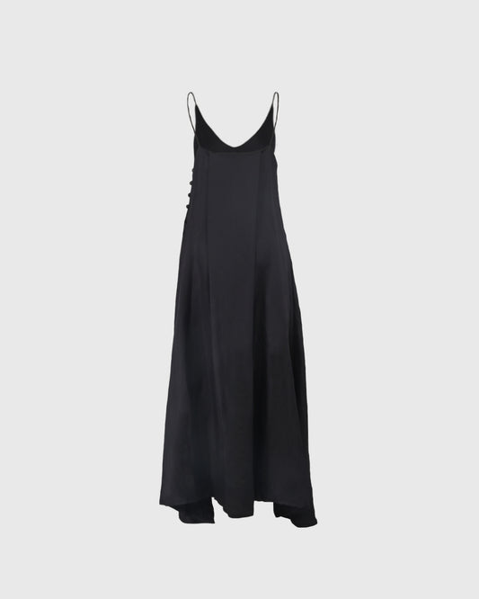 Dress Tanpa Lengan | LRI2025 Camisole Dress LWD-03 | Linen | Black | Lakon Indonesia