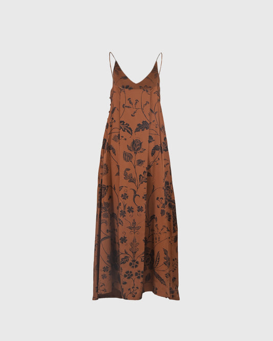Dress Tanpa Lengan | LRI2025 Camisole Dress LWD-03 | Katun Satin | Batik Sogan | Lakon Indonesia