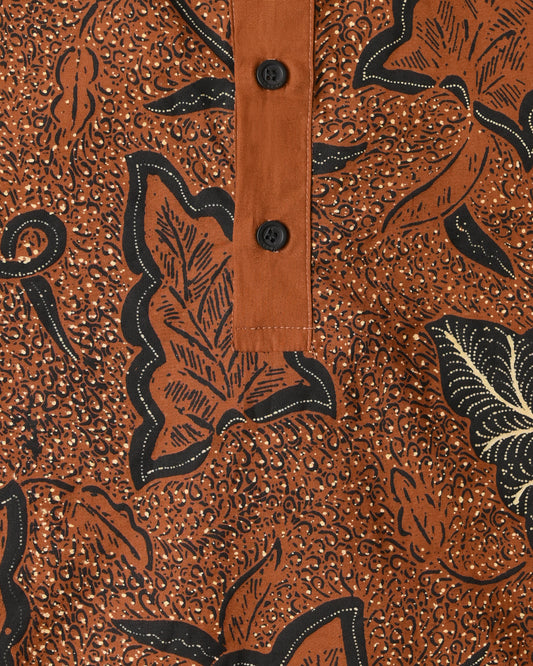 F225 Men Polo AR-MT02 Batik Sogan Daun Brown