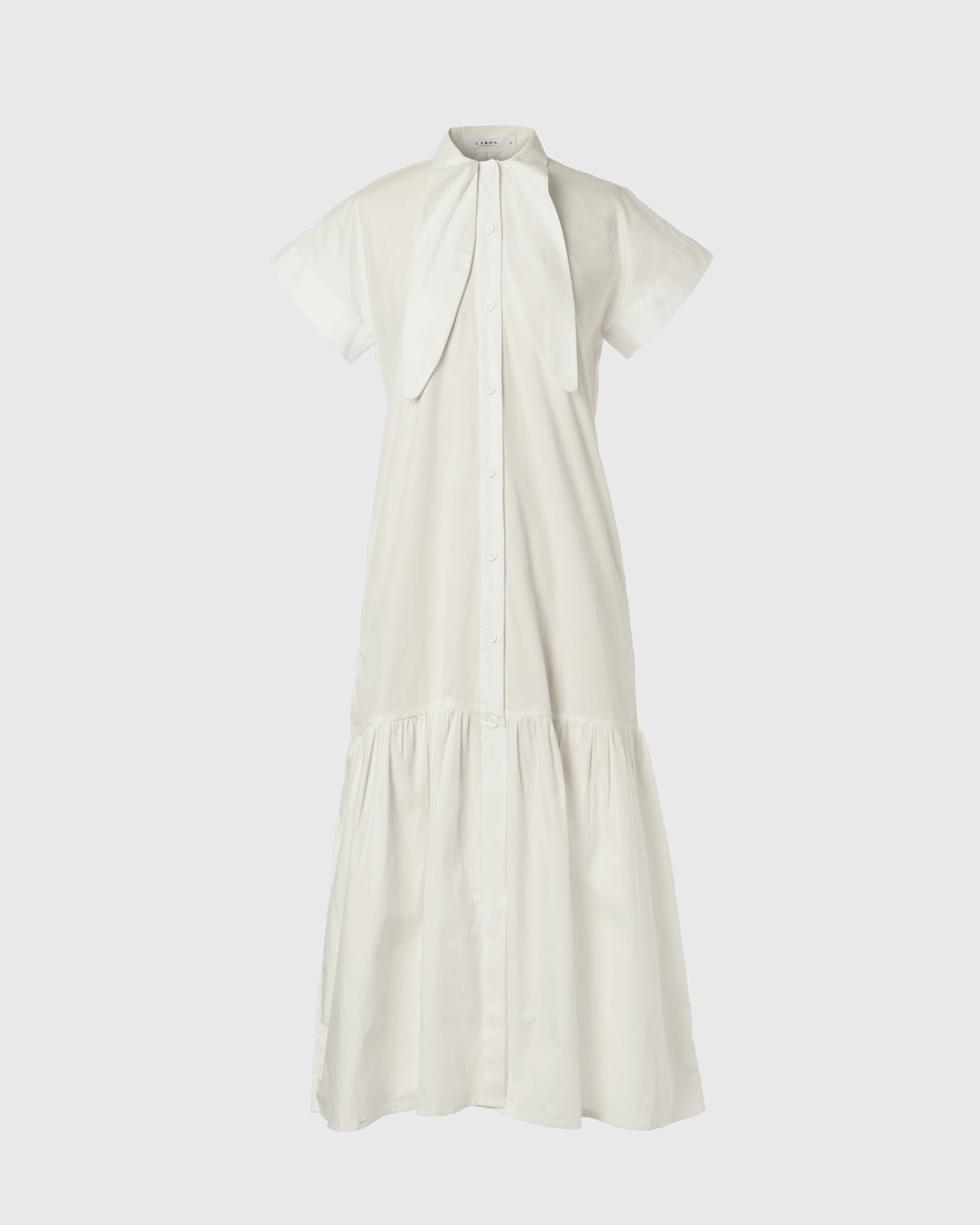 PM Tie Collar Ruffle Dress PMD-01 Off White
