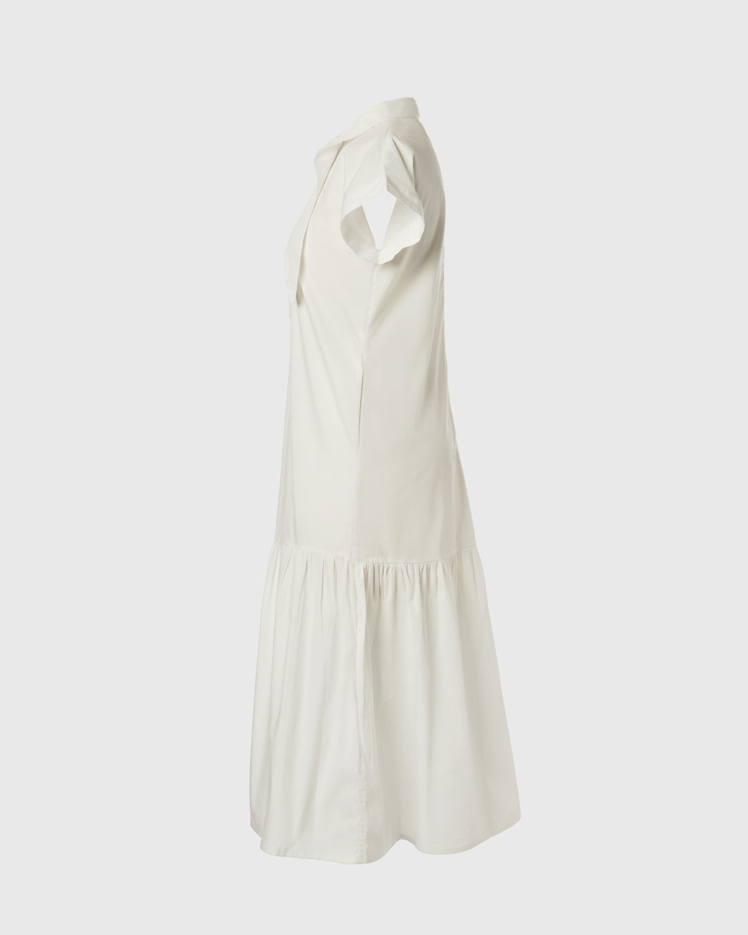 PM Tie Collar Ruffle Dress PMD-01 Off White