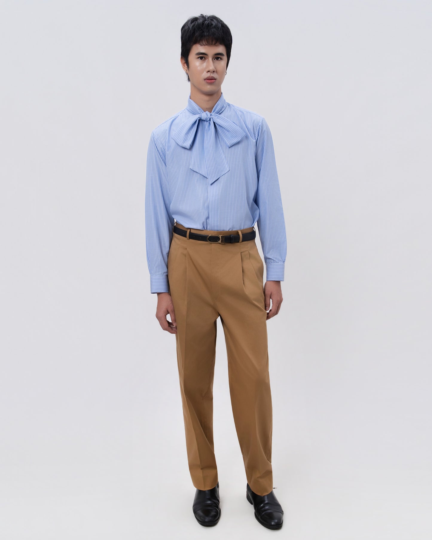 Scarf Neck Stripes Shirt - Hartono Gan