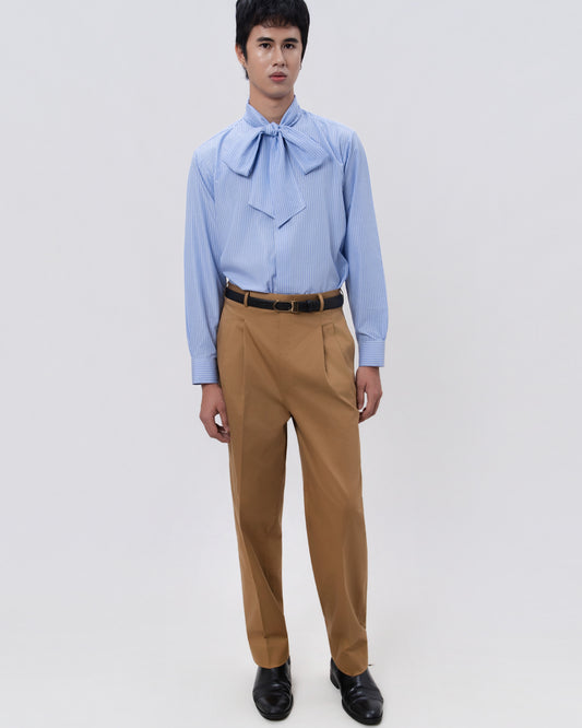 Khaki Tapered Cotton Pants - Hartono Gan