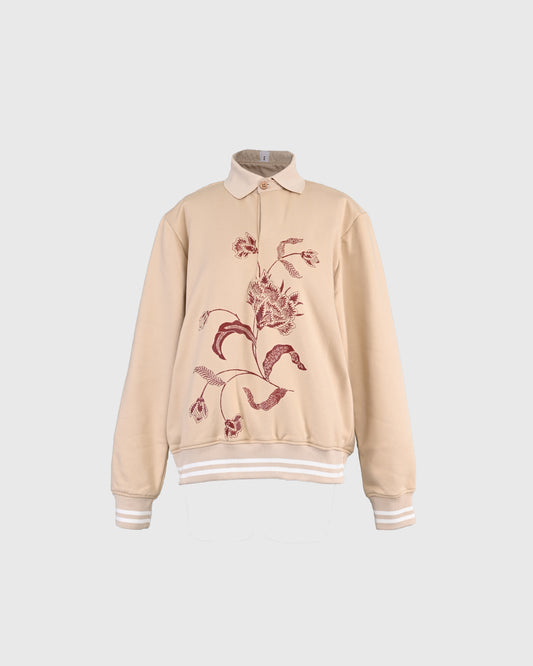 LW Ovrszd FlwrPrint Polo Sweater LWBT-05 BEIGE