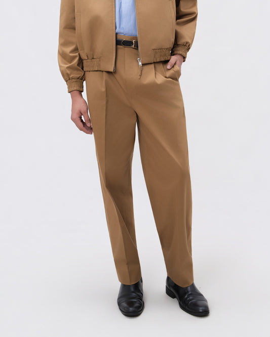 Khaki Tapered Cotton Pants - Hartono Gan