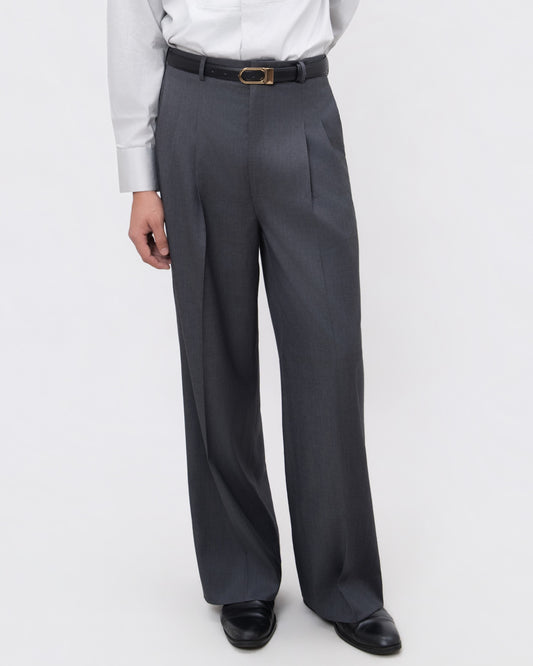 Gray Wool Blend Trousers - Hartono Gan