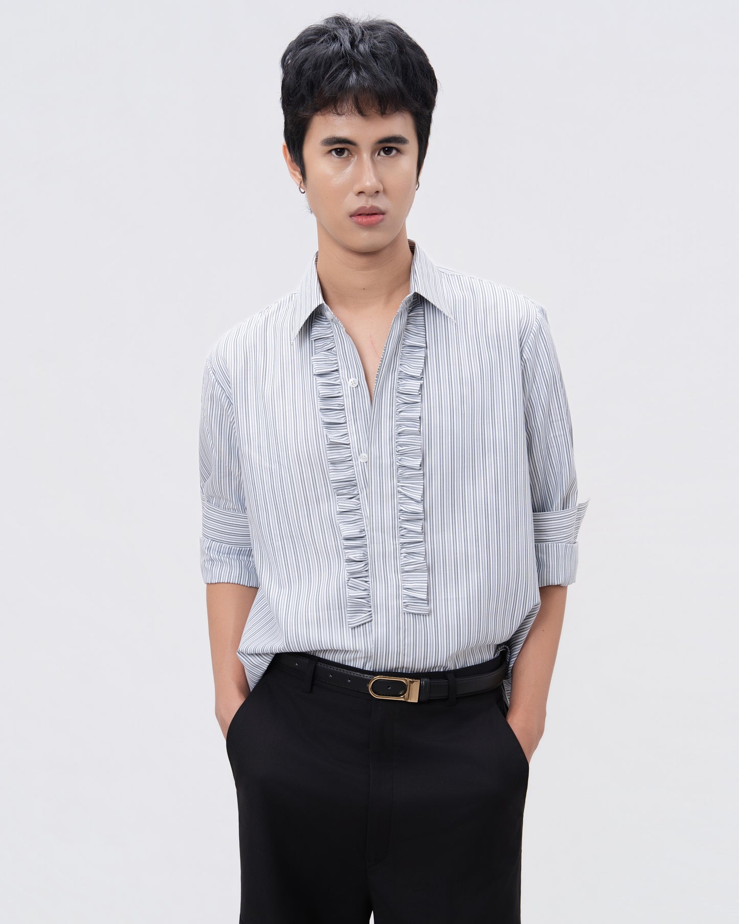 Ruffled Stripes Shirt - Hartono Gan
