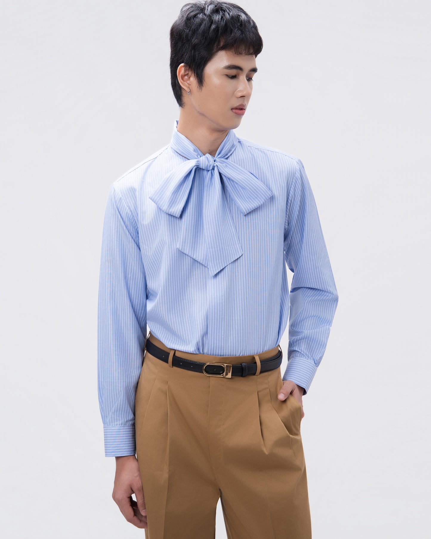 Scarf Neck Stripes Shirt - Hartono Gan