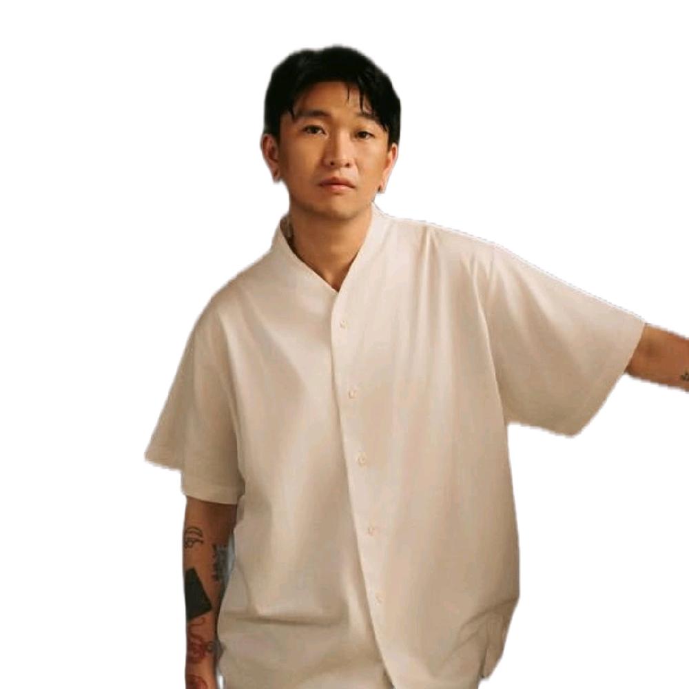 Men High Collar S/S Shirt - F126