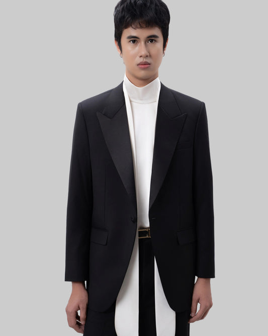Satin Lapeled Black Tuxedo - Hartono Gan