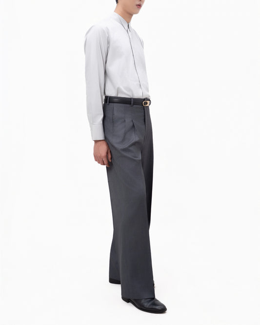 Gray Wool Blend Trousers - Hartono Gan