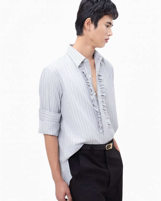 Ruffled Stripes Shirt - Hartono Gan