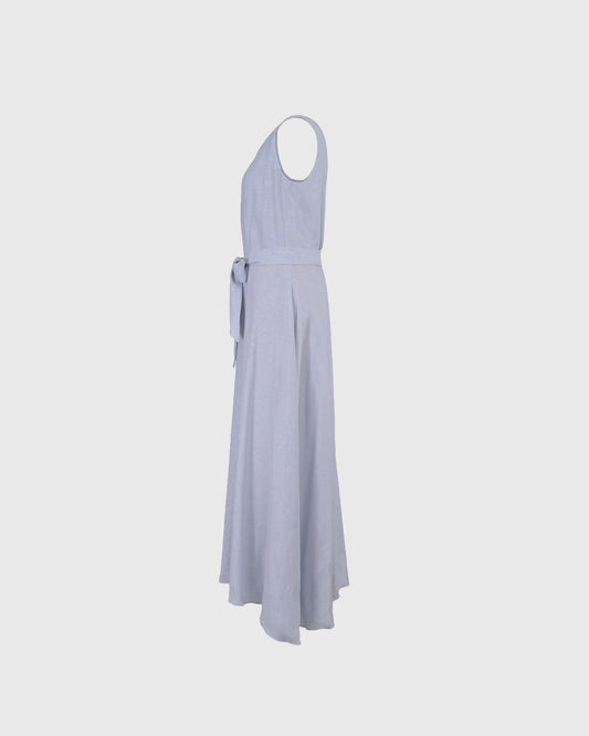 Midi Dress | LRI2025 Fit and Flare LWD-01 |  Linen | Blue | Lakon Indonesia