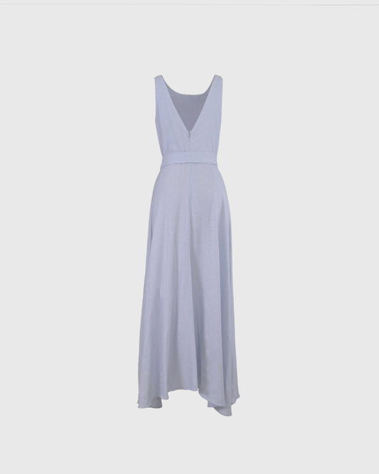 Midi Dress | LRI2025 Fit and Flare LWD-01 |  Linen | Blue | Lakon Indonesia