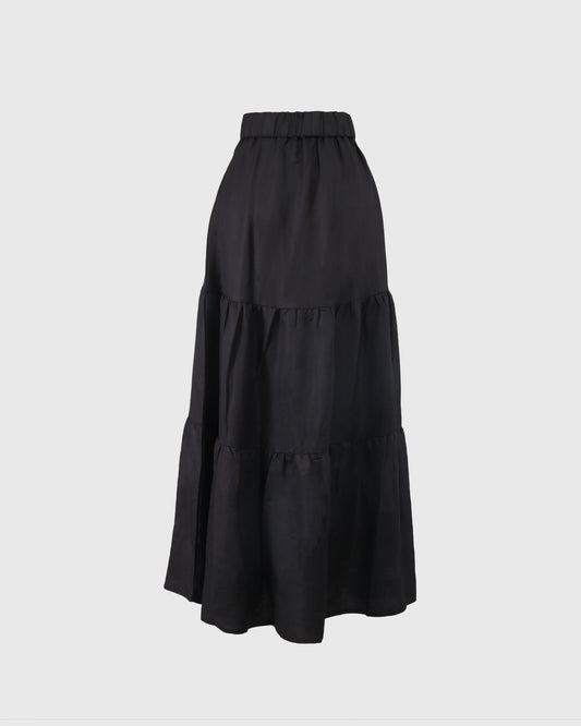 Rok Panjang | LRI2025 Foklore Skirt RIKB-24 | Linen | Black | Lakon Indonesia