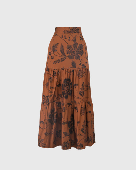 Rok Panjang | LRI2025 Foklore Skirt RIKB-24 | Sogan Bunga | Brown | Lakon Indonesia