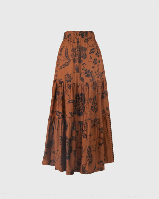 Rok Panjang | LRI2025 Foklore Skirt RIKB-24 | Sogan Bunga | Brown | Lakon Indonesia