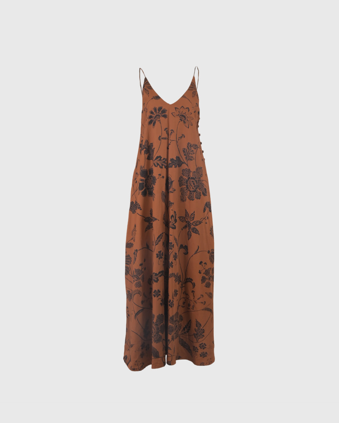 Dress Tanpa Lengan | LRI2025 Camisole Dress LWD-03 | Katun Satin | Batik Sogan | Lakon Indonesia