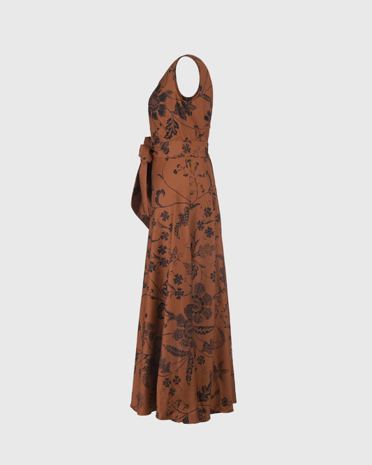 Midi Dress | LRI2025 Fit and Flare LWD-01 | Sogan Bunga | Lakon Indonesia