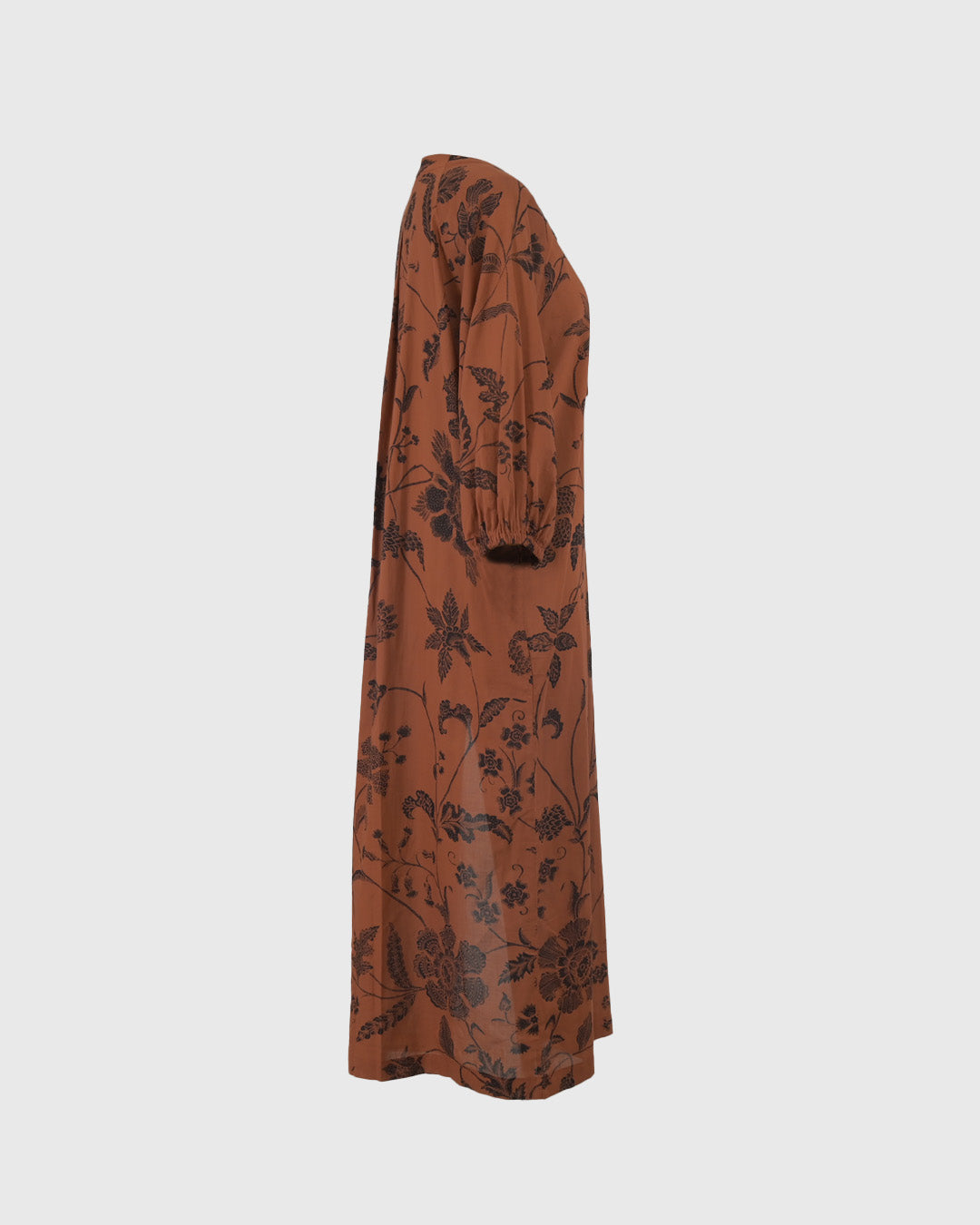 Dress Lengan Panjang | LR Keyhole Neckline Dress LR-03 | Sogan Bunga | Lakon Indonesia