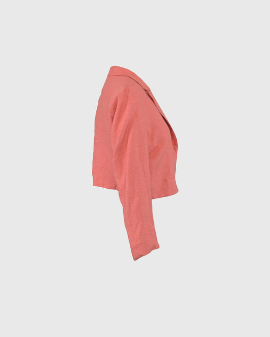 Jaket Crop | RIK Notch Lapel RIKO-04 | Linen | Red | Lakon Indonesia