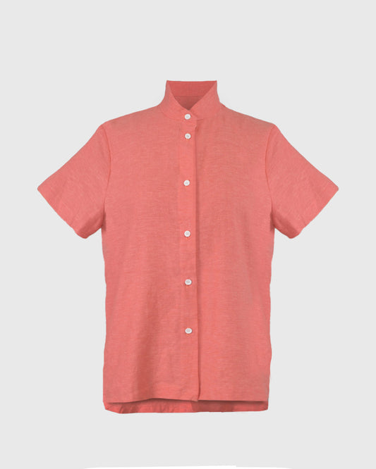 Kemeja Lengan Pendek | RIK Buttoned Shirt RIKTW-36 | Linen | Red | Lakon Indonesia