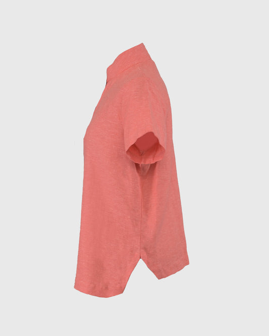 Kemeja Lengan Pendek | RIK Buttoned Shirt RIKTW-36 | Linen | Red | Lakon Indonesia