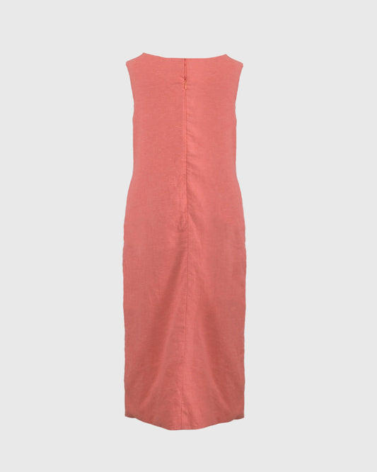Midi Dress | RIK Boat Neck Sleevless RIKD-02 | Linen | Red | Lakon Indonesia