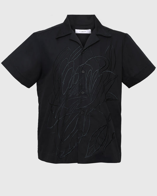 Lakon Indonesia - Kemeja Harsa Flower Embroidery S/S Shirt HRT-03 Atasan Pria Lengan Pendek Bordir