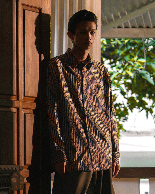 Basic L/S Shirt Batik Cap Parang Seno Kecil - F226