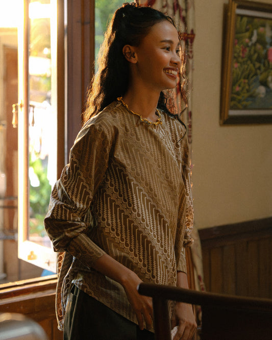 Kurung L/S Blouse Batik Cap Parang Seno Kecil - F226