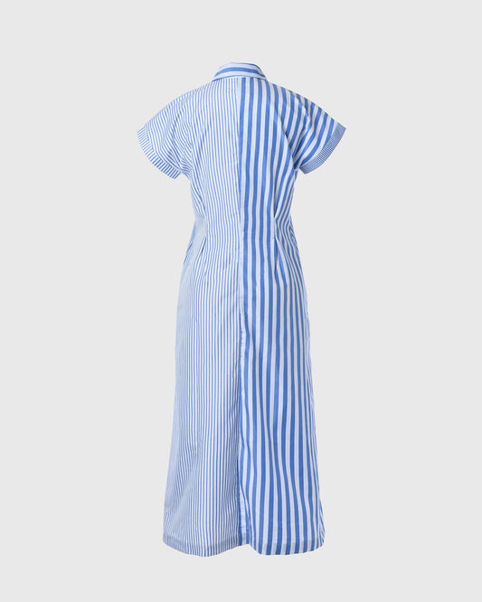 PM Tie Collar Dress PMD-02 Stripe BLU