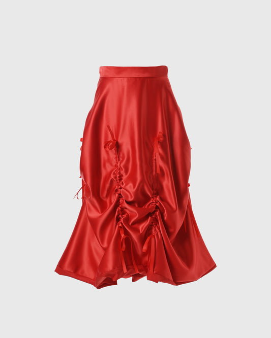 F125 Drawstring A-line Skirt PMB-09 Red