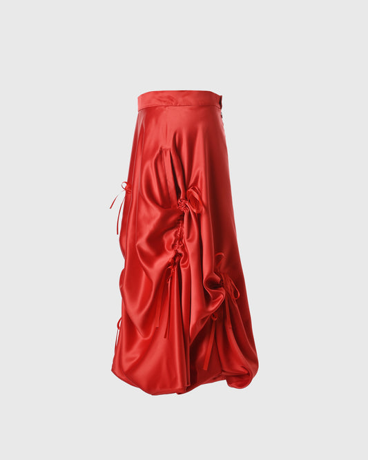 F125 Drawstring A-line Skirt PMB-09 Red