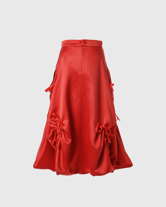 F125 Drawstring A-line Skirt PMB-09 Red