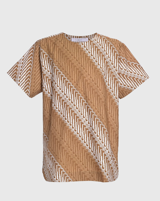 Round Neck S/S Shirt Batik Cap Parang Seno Kecil - F226