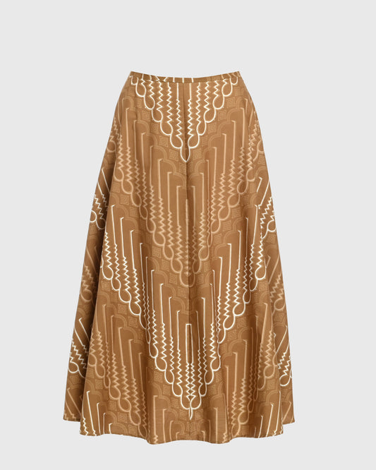 A-line Skirt Midi Batik Cap Parang Seno Besar - F226