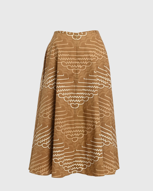 A-line Skirt Midi Batik Cap Parang Seno Besar - F226