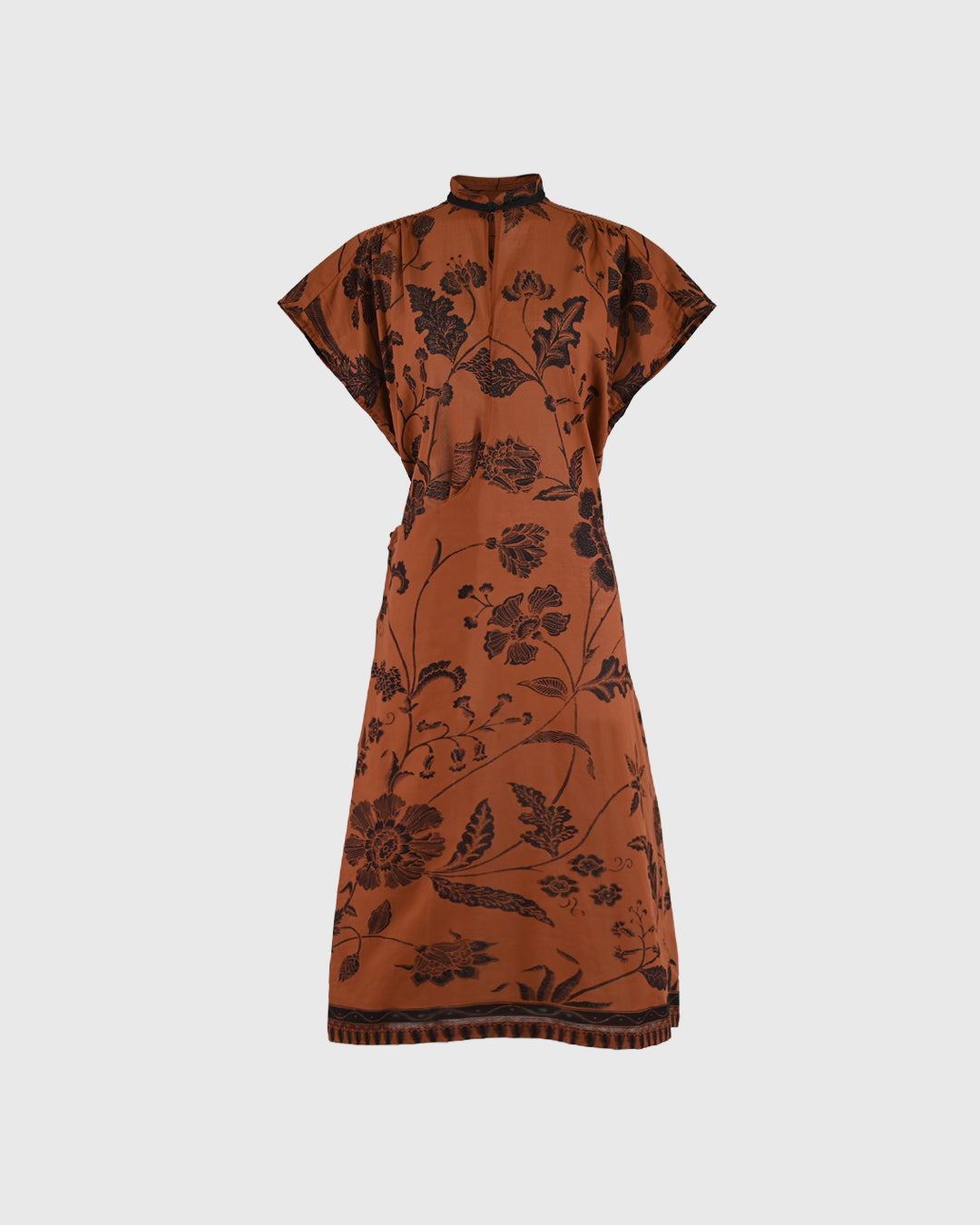 Cheongsam Dress Batik Bunga Sogan - F126