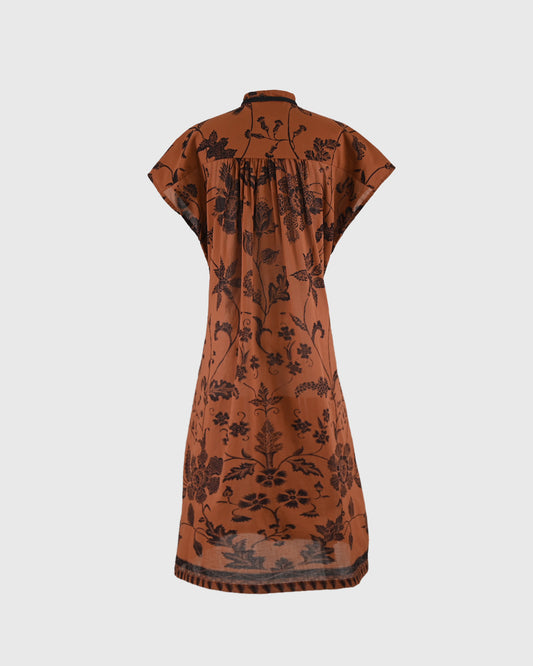 Cheongsam Dress Batik Bunga Sogan - F126