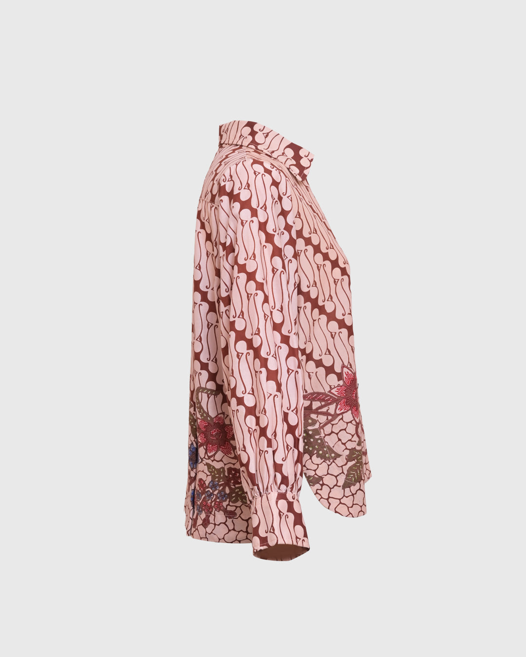 Lakon Indonesia - Sasmita Basic Shirt 3/4 Batik Parang Bunga - Kemeja Batik Wanita Atasan Tradisional