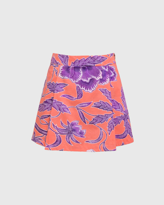 Lakon Indonesia - Pleated Skort Batik Salem - Rok Mini Wanita