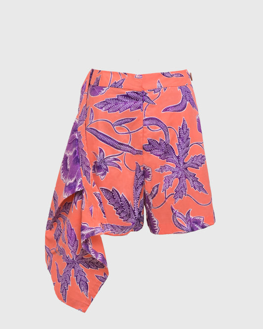 Lakon Indonesia - Pleated Skort Batik Salem - Rok Mini Wanita