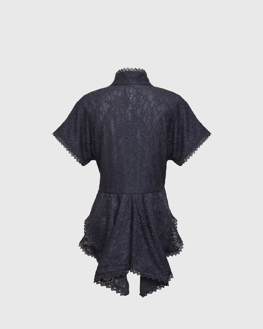 Lakon Indonesia - Beskap Harsa Peplum Shirt Brokat Berenda Lace - Atasan Brukat Wanita