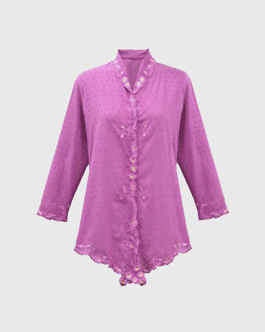 Lakon Indonesia - Kebaya 3/4 Sleeve LKBY-02 Purple - Kebaya Encim Atasan Wanita Tradisional